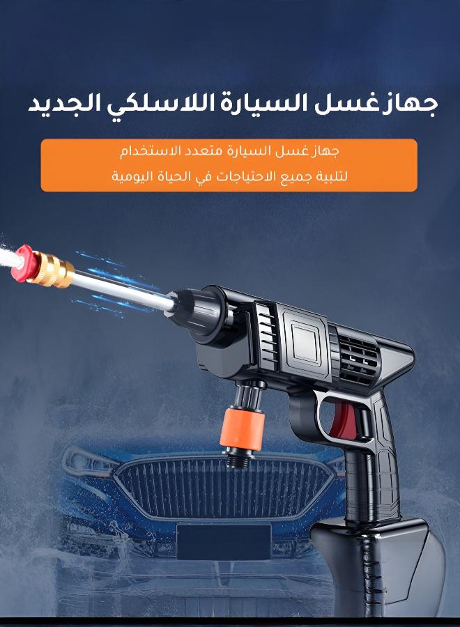 Lithium-ion Battery High-Pressure Car Washer Car Washer Set,Cordless Pressure Washer Gun Set, 48V,12000mah High Pressure Car Pump, Wireless Household Wash Tool, Water Spray Gun, Portable Vehicle Cleaning Machine Set, Black - Image 2